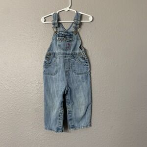 Osh Kosh B'Gosh Girls 18M Blue Jean‎ Denim Overalls Vestbak Butterfly Embroidery